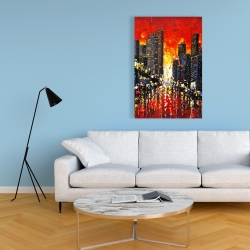 Toile 24 x 36 - Couché de soleil abstrait sur la ville