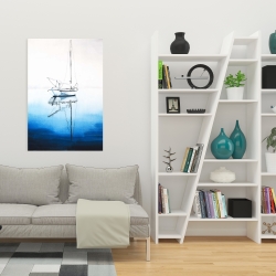Canvas 24 x 36 - White boat on a deep blue water