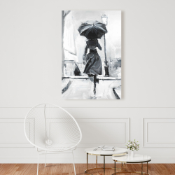 Toile 24 x 36 - Femme courant sous la pluie