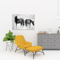 Toile 24 x 36 - Silhouettes de chevaux dans la brume