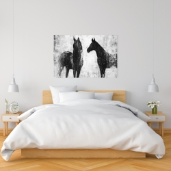 Canvas 24 x 36 - Black and white horses