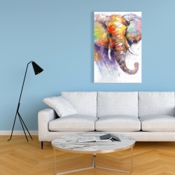 Toile 24 x 36 - Magnifique éléphant coloré