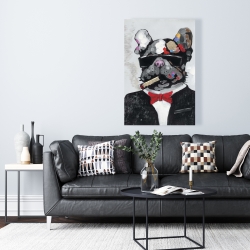 Canvas 24 x 36 - Smoking gangster bulldog