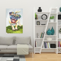 Toile 24 x 36 - Pug coloré et souriant