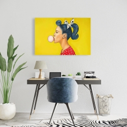 Canvas 24 x 36 - Retro woman with beautiful ponytail