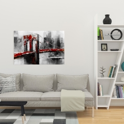 Toile 24 x 36 - Pont brooklyn abstrait et rouge