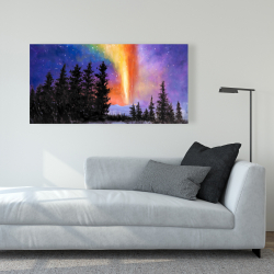 Canvas 24 x 48 - Aurora borealis in the forest