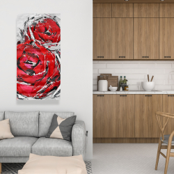 Canvas 24 x 48 - Abstract red roses