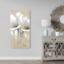 Toile 24 x 48 - Fleurs sauvages blanches et abstraites