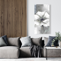 Canvas 24 x 48 - Monochrome and silver flowers