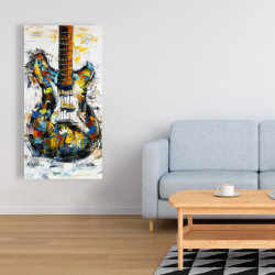 Toile 24 x 48 - Guitare colorée abstraite