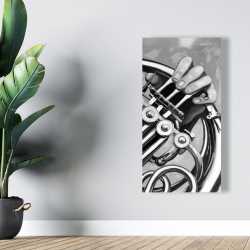 Canvas 24 x 48 - Musician with french horn monochrome