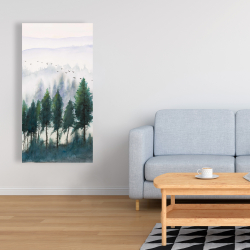 Canvas 24 x 48 - Mountains landscape in watercolor