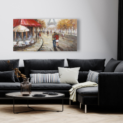 Canvas 24 x 48 - Couple walking in paris street