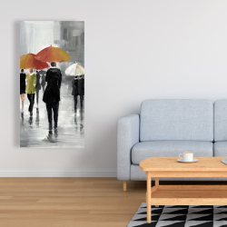 Canvas 24 x 48 - Street scene with umbrellas