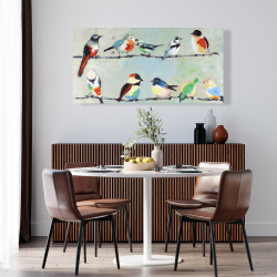 Canvas 24 x 48 - Small abstract colorful birds