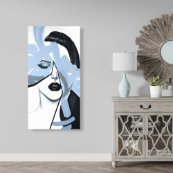 Toile 24 x 48 - Portrait de femme bleu et abstrait