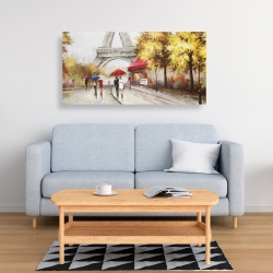 Toile 24 x 48 - Passants près de la tour eiffel