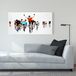 Canvas 24 x 48 - Cyclists at the end of a race