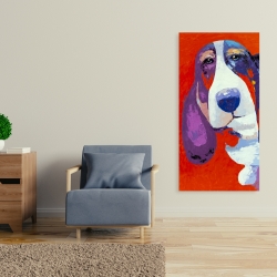 Toile 24 x 48 - Chien basset abstrait et coloré