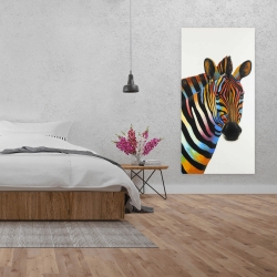 Canvas 24 x 48 - Colorful profile view of a zebra