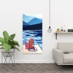 Canvas 24 x 48 - Lake, dock, mountains & chairs