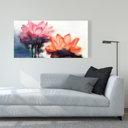 Toile 24 x 48 - Fleurs de lotus à l'aquarelle