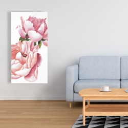 Canvas 24 x 48 - Two pink watercolor roses