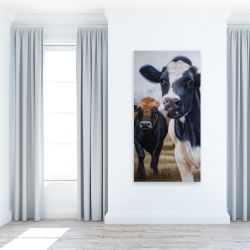 Canvas 24 x 48 - Two cows eating grass