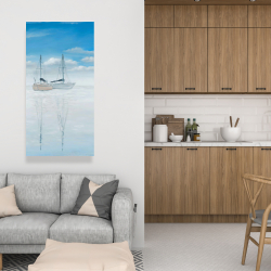 Toile 24 x 48 - Deux voiliers sur le lac tranquille