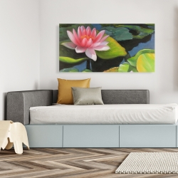 Canvas 24 x 48 - Water lilies and lotus flowers