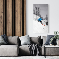 Canvas 24 x 48 - Man skiing in mountain