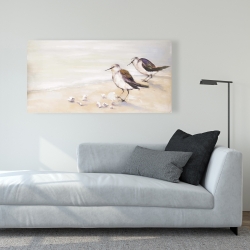 Canvas 24 x 48 - Two sandpipers on the beach