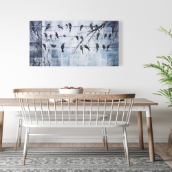 Toile 24 x 48 - Oiseaux abstrait sur fil électrique