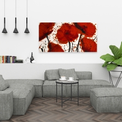 Canvas 24 x 48 - Abstract paint splash red flowers