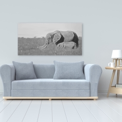 Toile 24 x 48 - éléphants dans la savane