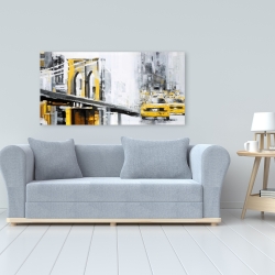 Canvas 24 x 48 - Yellow brooklyn bridge with taxis