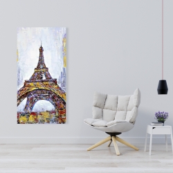 Toile 24 x 48 - Tour eiffel abstraite avec éclats de peinture