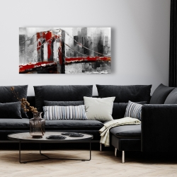 Toile 24 x 48 - Pont brooklyn abstrait et rouge