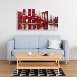 Toile 24 x 48 - Pont rouge industriel et abstrait