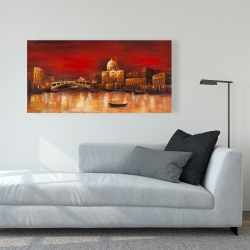 Toile 24 x 48 - Venise à l'aube rouge