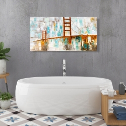 Toile 24 x 48 - Golden gate tacheté de peinture turquoise