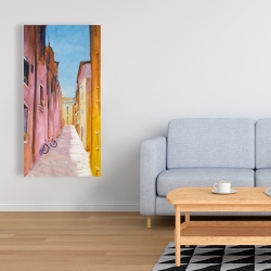 Toile 24 x 48 - Maisons colorées dans les rues de collioure