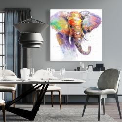 Toile 36 x 36 - Magnifique éléphant coloré