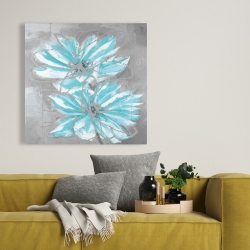 Canvas 36 x 36 - Two little abstract blue flowers