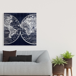 Canvas 36 x 36 - World map blue print