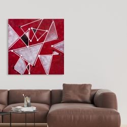 Toile 36 x 36 - Triangles blancs sur fond rouge