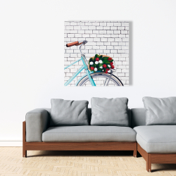 Toile 36 x 36 - Bicyclette avec bouquet de tulipes