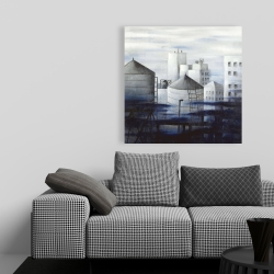 Canvas 36 x 36 - Gray city with blue clouds