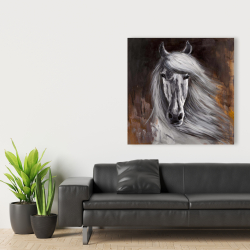 Toile 36 x 36 - Fier cheval blanc